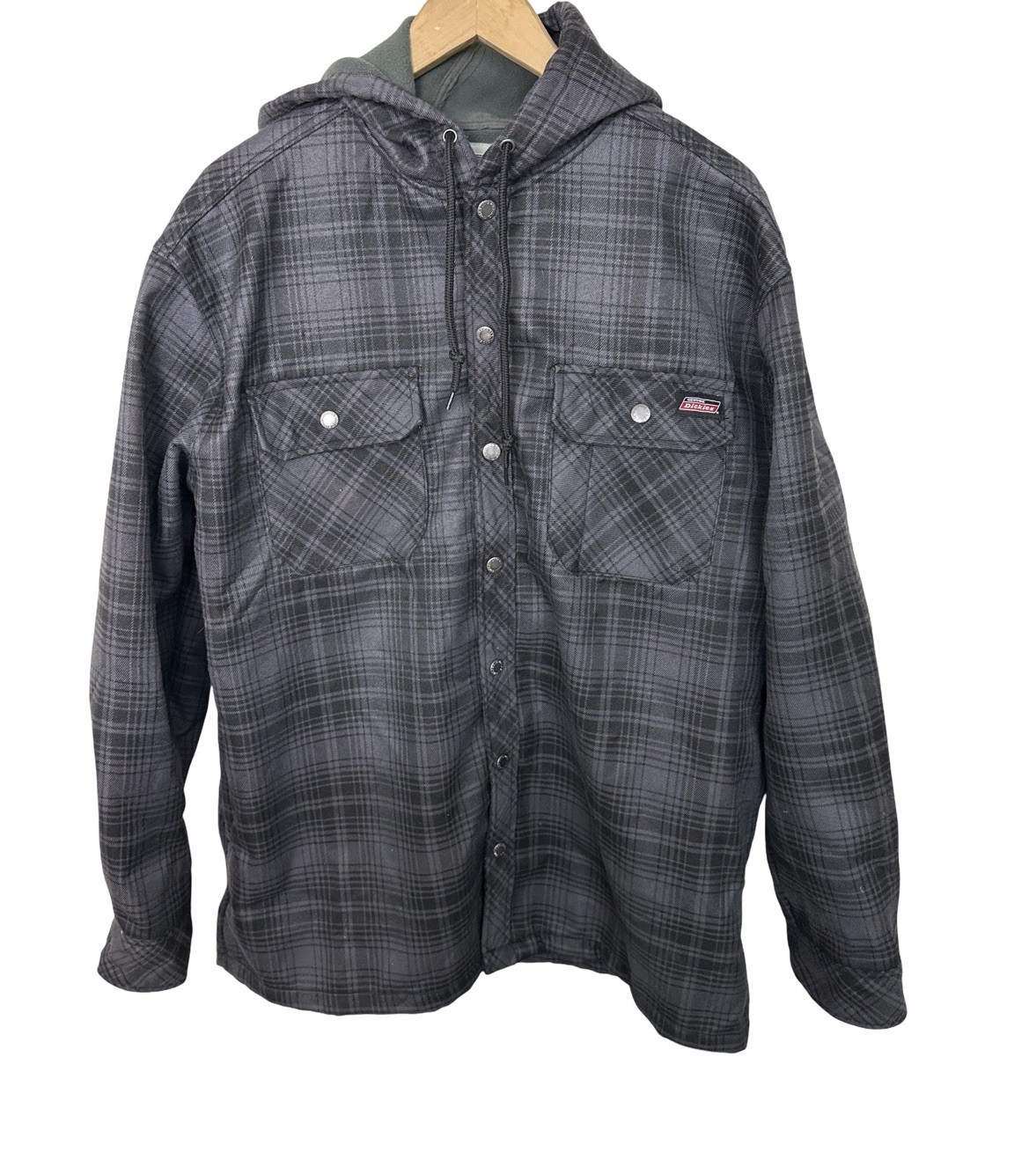 Dickies Men&rsquo;s Plaid Flannel Lined Black/Gray Hoodie Jacket
