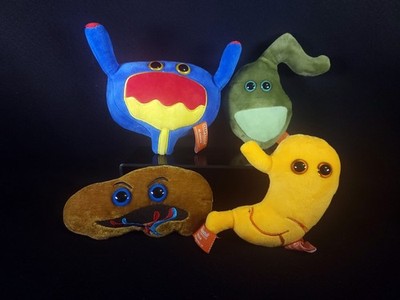 4 GIANT MICROBES - Spleen, Stomach, Bladder & Gallbladder - Digestion Plush Toys