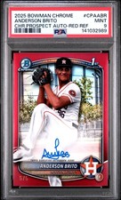 2025 BOWMAN CHROME PROSPECT AUTOS RED REFRACTOR #CPAABR ANDERSON BRITO 5/5 PSA 9