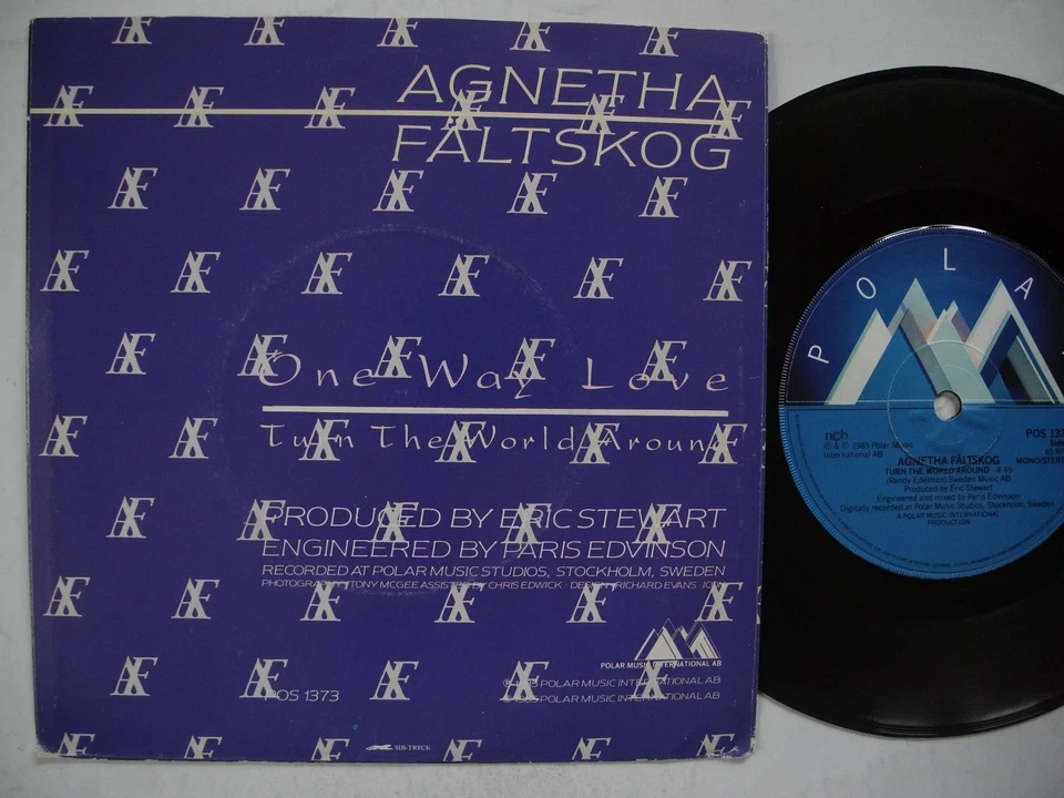 AGNETHA FÄLTSKOG One Way Love / Turn The World 45 7" single 1985 Sweden Polar EX - Image 2 of 2