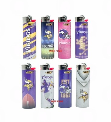 NEW BIC 8pc LARGE size Minnesota Vikings NFL football lighter