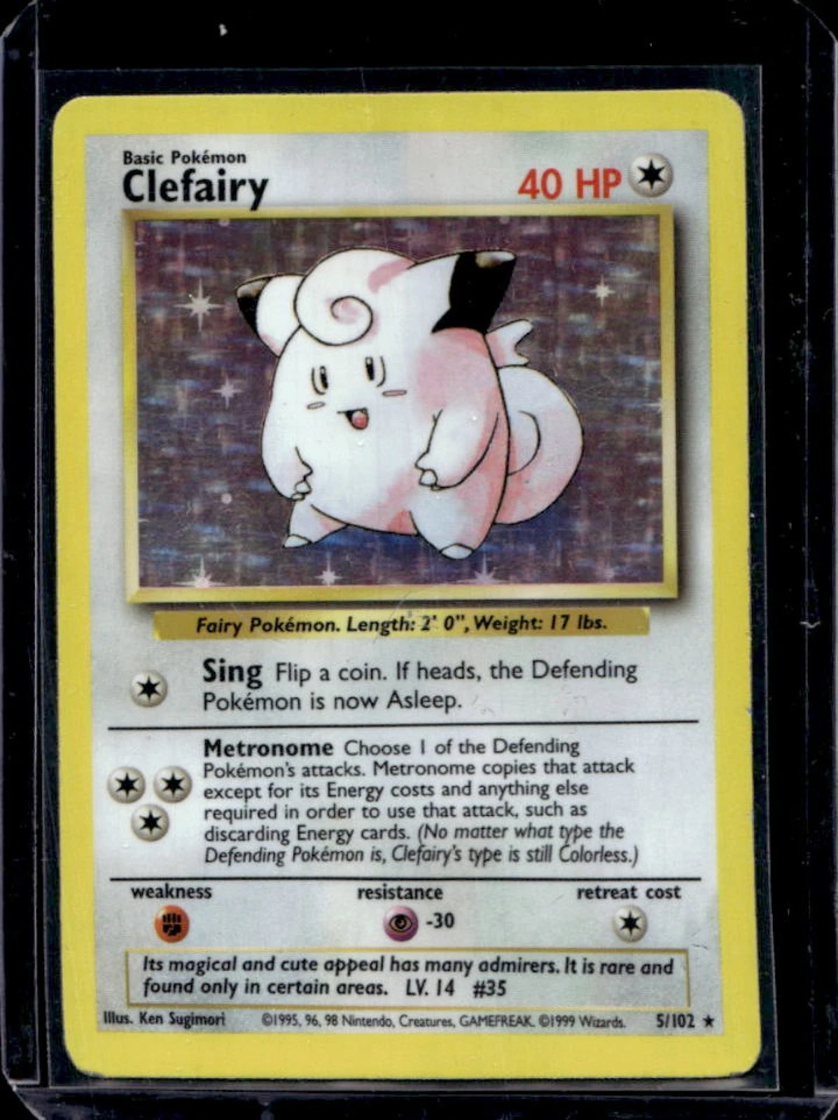 1999 Pokemon Shadowless Clefairy Holo #5/102