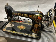 ANCIENNE machine à coudre Singer modèle 66 "oeil rouge", 1924, moteur et pédale