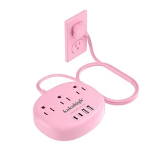 Pink Extension Cord with Surge Protected 1080J - 5 FT Kawaii Power Strip, 162...