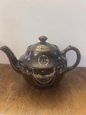 Tea Pot Ceramic Japan Decorative Floral Tea Pot Mid Century Hand Painted chip 