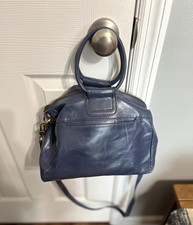 Hobo Blue Satchel Top Handle Purse Sheila Long Strap