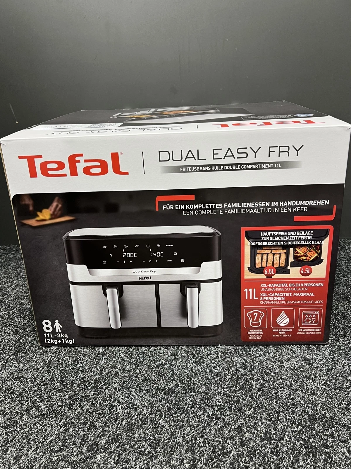 Tefal EY942DG1 Easy Fry Dual XXL Air Fryer 7 Functions 11L 2700W Stainless Steel
Opens in a new wind