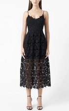ASTR The Label Black Lace Midi Dress M Spaghetti Strap Wedding Guest Cocktail
