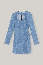 Ganni x Ahluwalia cutout printed denim mini dress - Size 40 MSRP $475