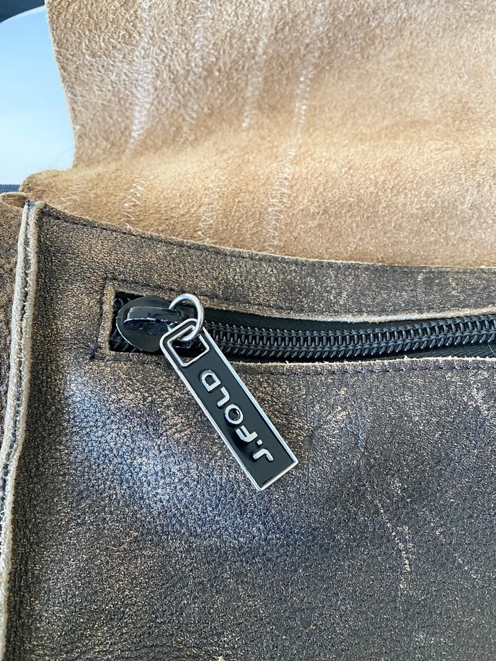 J.FOLD New York Vintage Rare Stripe Leather Messenger Crossbody Shoulder Bag - Image 4 of 4