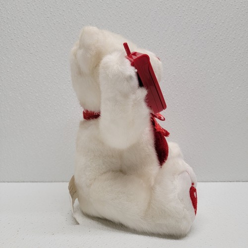 2007 Avon Sweetheart White Bear Plush With Cellphone Sings For Valentine's Day - Picture 6 of 24