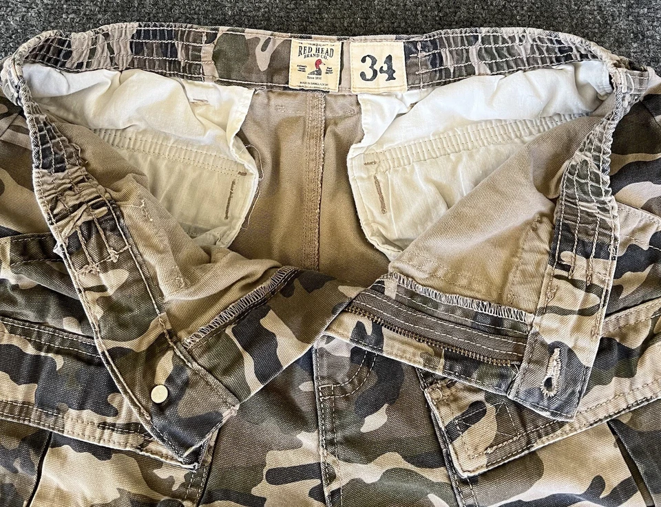 "Camisa de Carga Pelirroja Para Hombres De Colección Camuflada 4.5"" Verde 6 Bolsillos Aire Libre Senderismo Pesca"  Foto 4 de 4