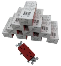 10 Pass & Seymour Legrand 26242-RED Duplex Receptacle Red 15amp 125V Spec Grade