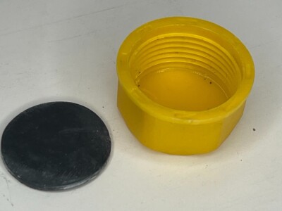 3/4'' x 14 BSP x 15 mm HDPE Rundgewindekappe gelb mit Unterlegscheibe Bankende TC293