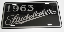 1963 63 Studebaker Metal License Plate Silver Hawk Lark Gran Turismo Avanti