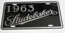1963 63 STUDEBAKER Metal License Plate Silver Hawk Lark Gran Turismo Avanti