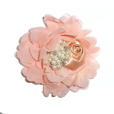 Peach pearl lotus Dog collar slide bow large dog hair bows ruffled flower