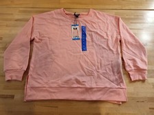 Buffalo Womens Long Sleeve Crewneck French Terry Sweatshirt Cotton Peach Large