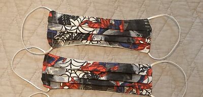 2 Child Spiderman Face Masks Washable Cloth Super Hero Boy Girl Kids Red Black 