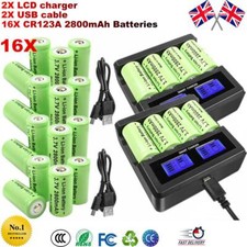 4X CR123A Rechargeable Batteries CR123A 2800mAh 3.7V+2x LCD Charger For Arlo UK