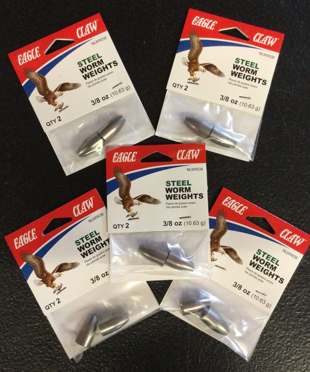 Lot of 5* Eagle Claw Steel Worm Weights (3/8 oz) Per Pack