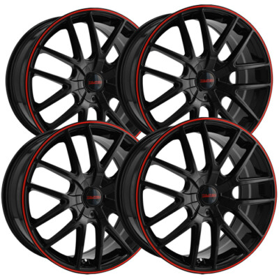 (Set of 4) Touren TR60 17x7.5 5x110/5x115 +42mm Black/Red Wheels Rims 17'' Inch