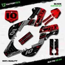 Gray & Red Racing Graphics Sticker Kit fit Kawasaki KLX110 00-09 Decal