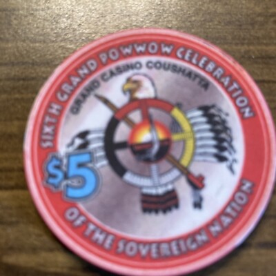 $5 powwow celebration grand casino chip kinder lousiana super rare obsolete
