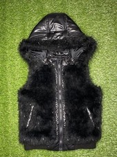 Justice Girl's Black Puffer Vest Size 8 Detachable Hood Faux Fur