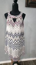 Sharagano Women' Sleeveless Chevron Stripe Dress Cut Out Neck Multicolor  Size 6