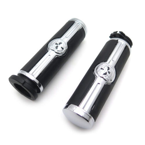1" Hand grips For Harley Davidson 1996-later VRSC XL XR Dyna Softail Skull - Picture 3 of 8