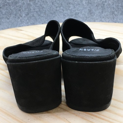 Eileen Fisher Sandal Womens 7 Black Haven Open Toe Slip On Block Casual Suede - Picture 9 of 18