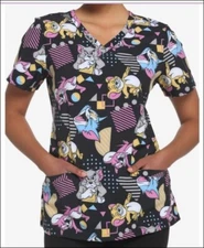 Tom and Jerry Women’s Allover Printed Scrub Top. Brand New. Sz MED L XL 2XL