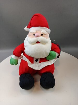 VTG Gibson Greetings Santa Claus Plush Toy Christmas 1993 Parachute Fabric Nice