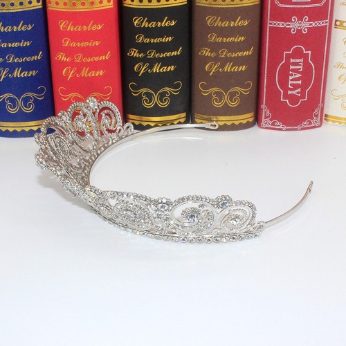 Tiara corona de cristal grande de circonita cúbica de 6,2 cm de alto boda reina princesa graduación adulto - Imagen 4 de 10
