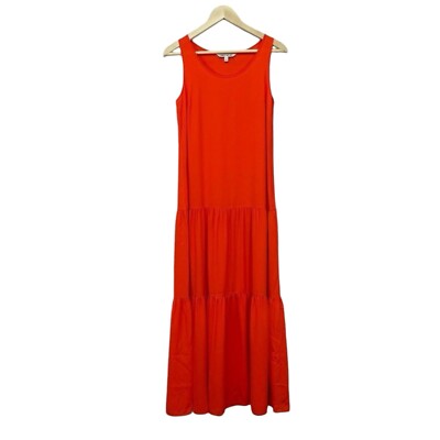 Elizabeth James X-Small Maxi Dress Tiered Sleeveless Boho Orange Womens READ