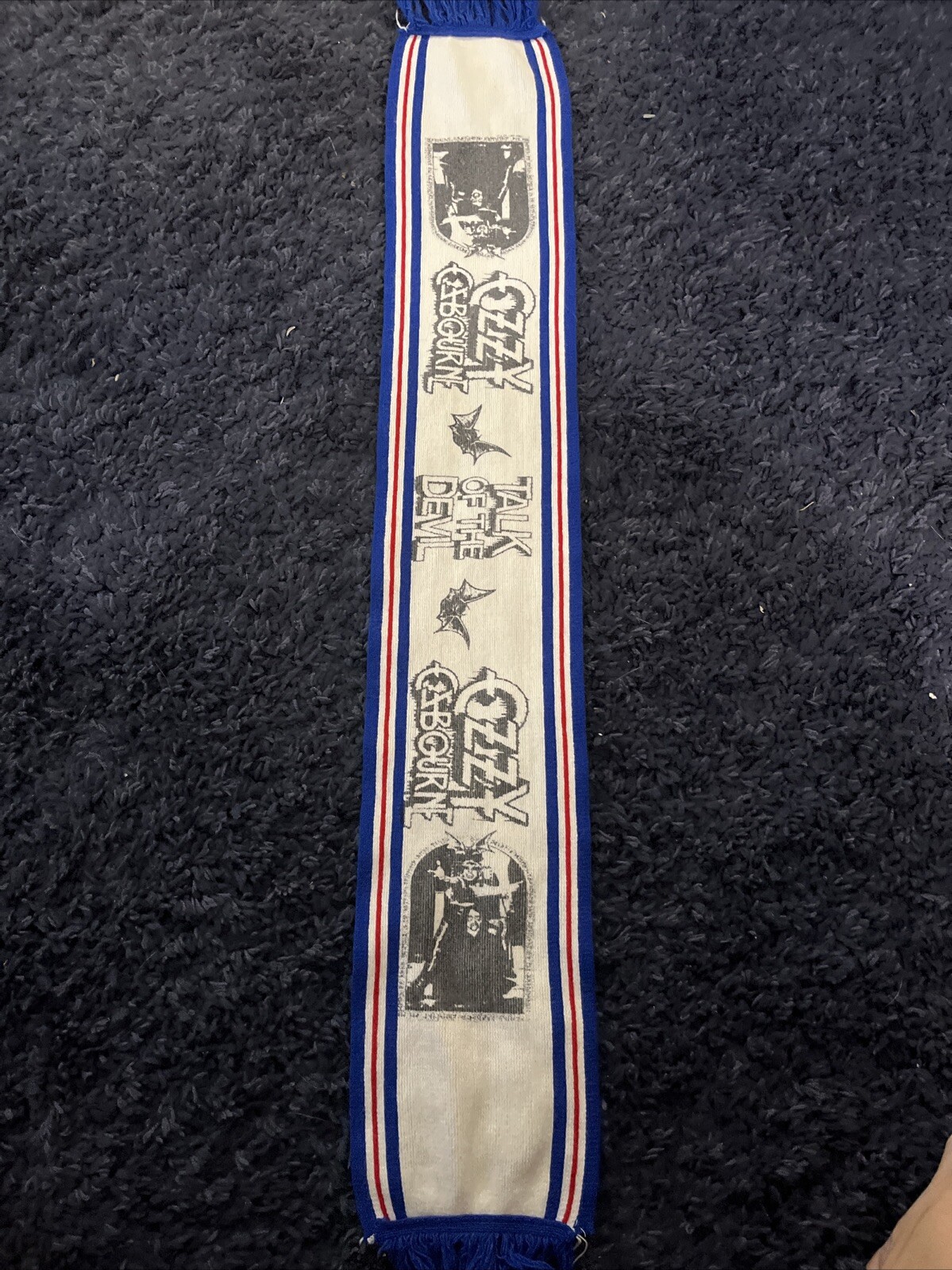 Ozzy Ozbourne Scarf Talk Of The Devil Red White Blue Falak Tayyeb