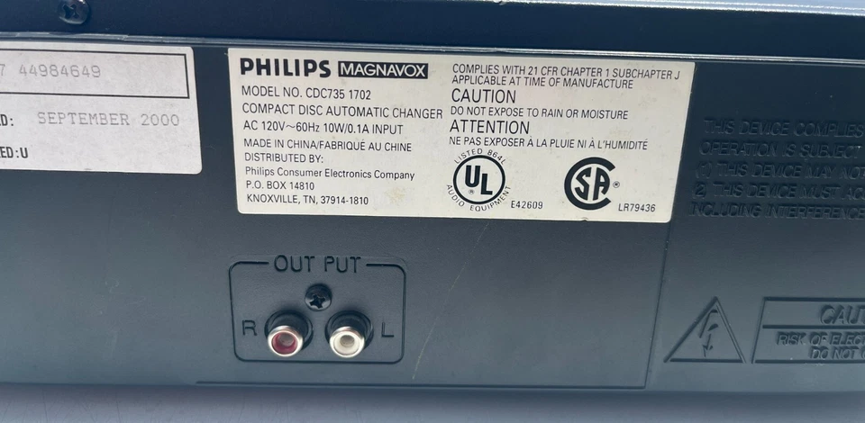 PHILIPS MAGNAVOX CDC 735 5 CD Changer Carousel Multi Disc Player Works NO REMOTE - Image 4 of 4