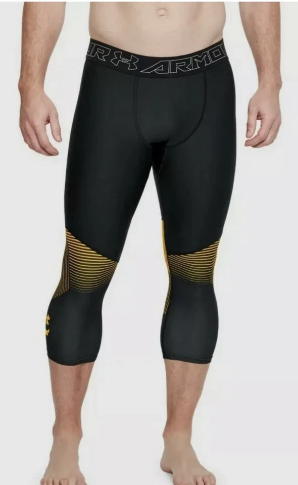 NWT UA PROJECT ROCK  3/4 Black Gold TIGHTS COMPRESSION. 1321411-001. Size Small - Image 3 of 4