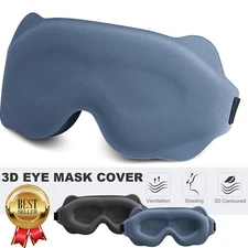 3D Silk Eye Mask Sleeping Padded Shade Cover Travel Rest Relax Blindfold Soft US