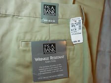 NEW JOS A BANK 38 x 29 khaki CHINO pants NO IRON FLAT FRONT 100 COTTON men's