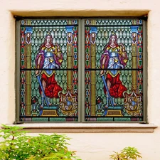 3D Queen Warrior ZHUA241 Window Film Print Sticker Cling Stained Glass UV