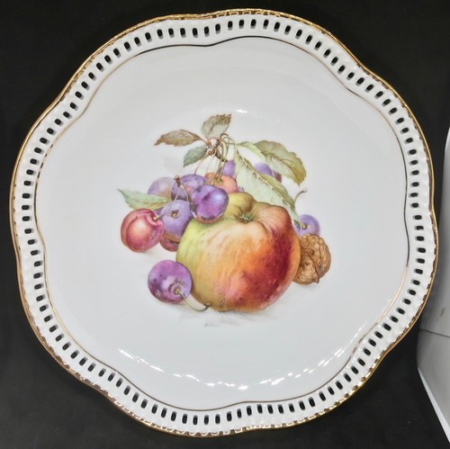 Vintage Schumann Arzberg Germany Fruit Reticulated Plate Peach Grapes Nuts