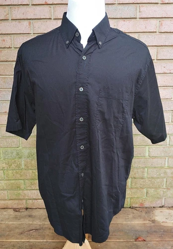 Roundtree & Yorke Button Down Shirt Mens Sz L Black