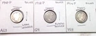 1903 P ABOUT GOOD / 1912 P GOOD / 1914 P VERY GOOD SILVER BARBER DIMES