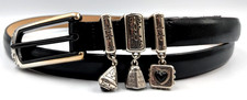 Brighton Black L / 34 Belt with three charms  77303