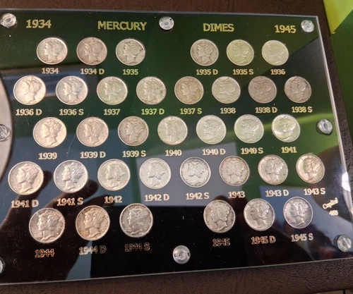 Quality 1934-1945 PDS MERCURY DIME SET 35 COINS Better Grade XF to BU