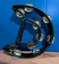    Black Tambourine with Silver Jingles   Used Good Condition   