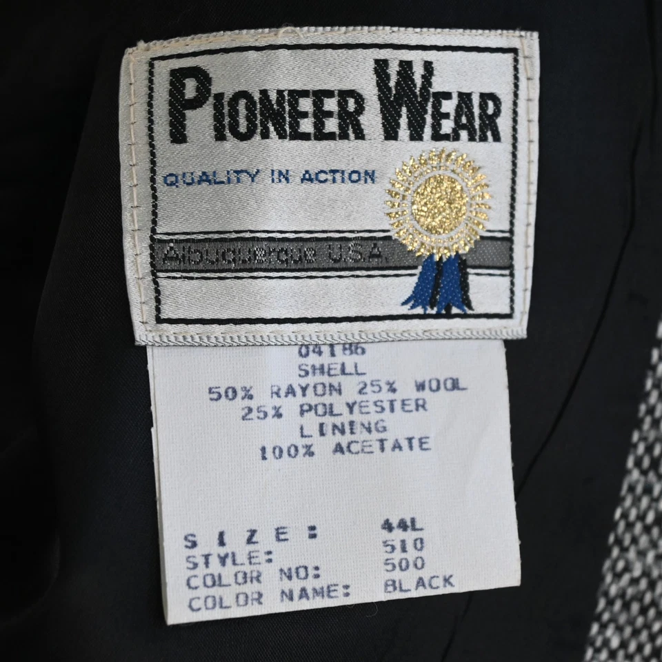 Vtg USA Pioneer Wear 44L Gray Blanketweave Tweed Mens Blazer Jacket Sport Coat - Image 4 of 4