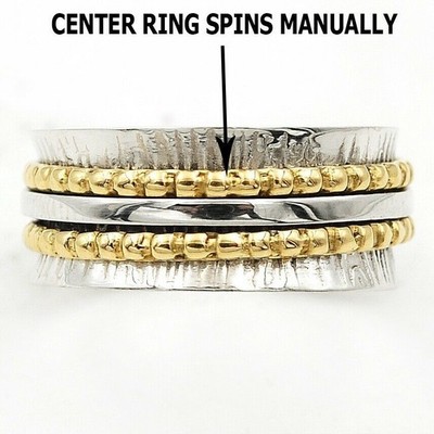 Bicolor Meditation Spinner 925 massiv Sterlingsilber Bandring Gr. 7 @B6-4